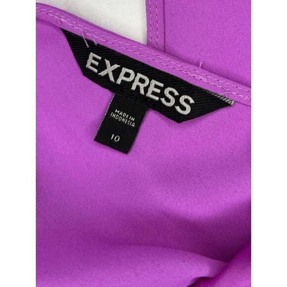 Express Flowy Chiffon Dress Womens 10 Fuchsia Pink Purple Fit & Flare Party Date - Picture 6 of 10